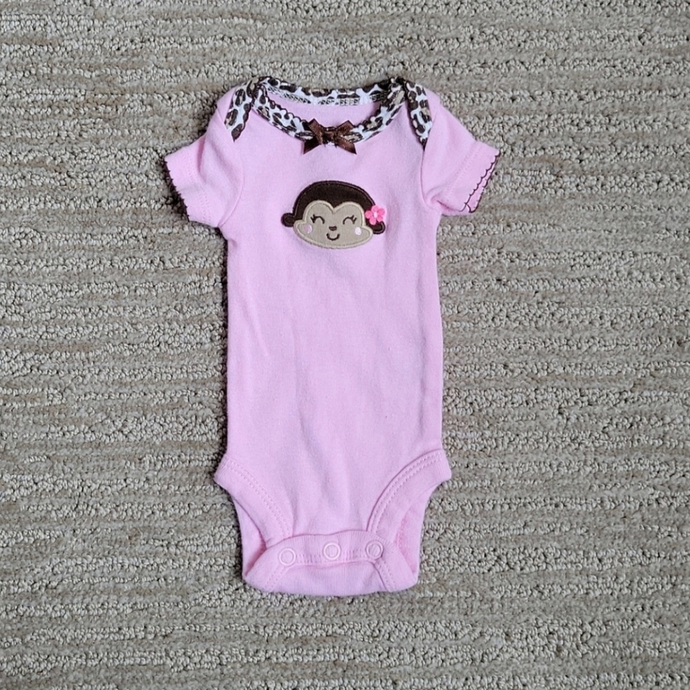 Child of Mine by Carter's Monkey with Leopard Detail Short Sleeve Bodysuit P